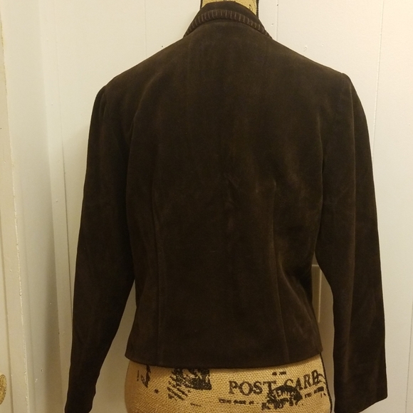 Gypsy Boho Western Vintage 90s Brown Suede Blazer - Picture 4 of 5